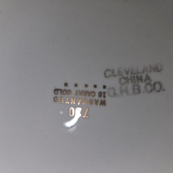Cleveland China 7" Plates Set of 4 G.H.B. Co 18K Gold Greek Key Pattern USA - Picture 4 of 6